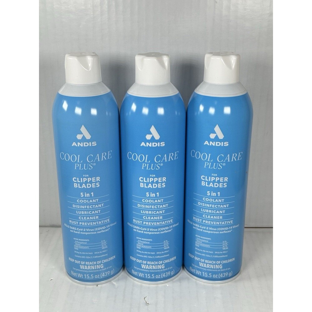 Lot Of 3 - Andis Cool Care Plus 15.5 Oz Spray Cleaner For Clipper Trimmer Blades